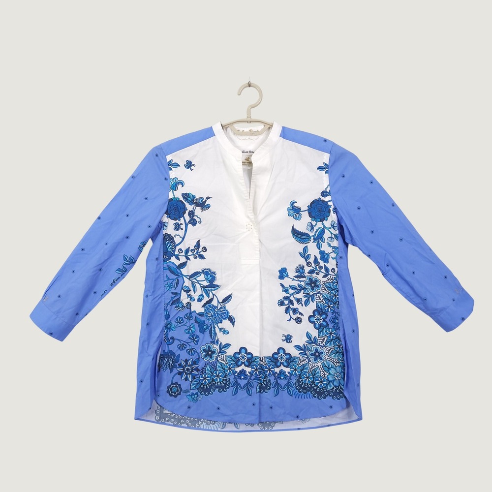 Le Sarte Pettegole Top Blouse Size 42 Floral Art To Wear Popover Preppy Casual